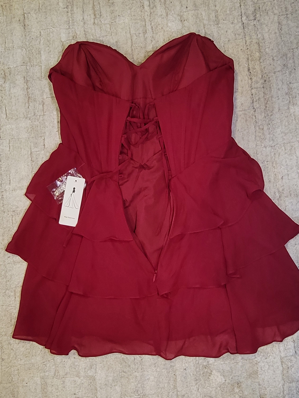 NWT WEAR YOU LOVE Red Corseted Short Prom Dress Lace Size 16W - Picture 4 of 9